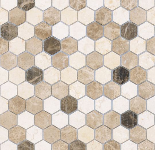 Мозаика LeeDo: Pietrine Hexagonal - Pietra Mix 1 матовая 18х30х6 мм