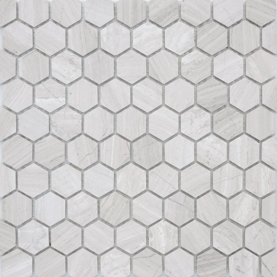 Мозаика LeeDo: Pietrine Hexagonal - Travertino Silver матовая 18х30х6 мм
