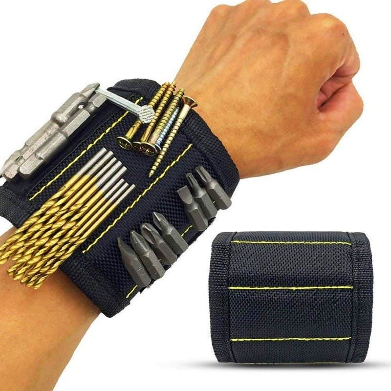 Строительный магнитный браслет Magnetic Wristband (5 магнитов), цвет чёрный