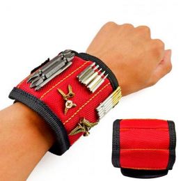 Строительный магнитный браслет Magnetic Wristband (3 магнита), цвет красный | Ручной инструмент