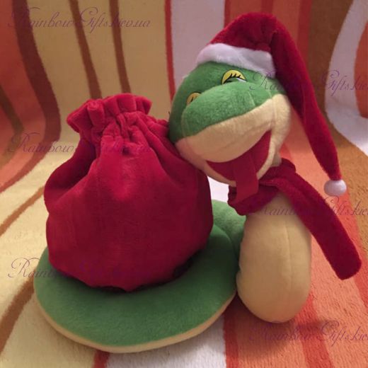 Игрушка с мешком новогодняя “Змейка Дед Мороз”