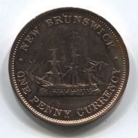 1 пенни 1854 Нью-Брансуик Канада XF