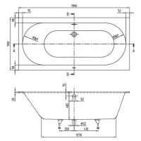 ванна Villeroy Boch Oberon UBQ199OBE2V-01 (схема)