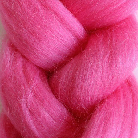 Пряжа шерсть для валяния кукольных волос - Ярко розовый