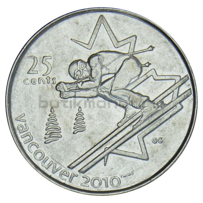 25 центов 2007 Канада Горные лыжи (Олимпийские игры в Ванкувере)