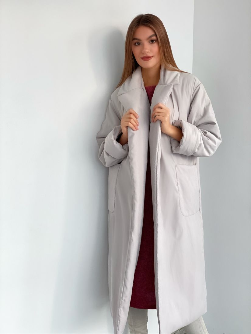 3170 Пальто-одеяло в холодном сером Premium Аlpolux