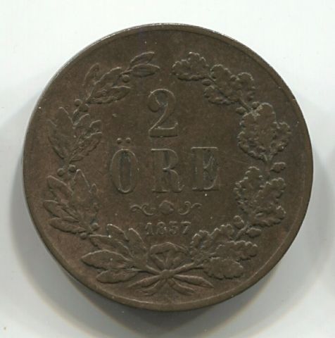 2 эре 1857 Швеция
