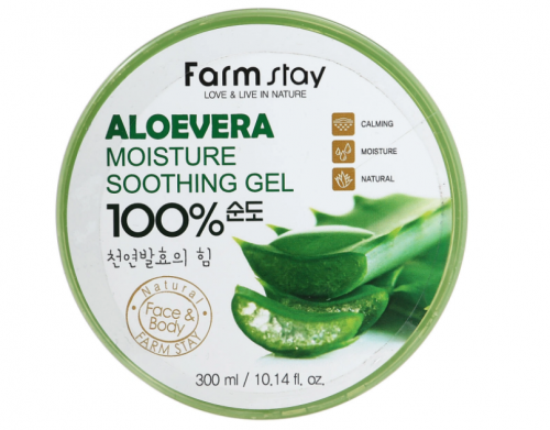 FarmStay Многофункциональный гель с экстрактом алоэ Aloe Vera Moisture Soothing Gel 100%, 300 мл