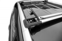 Багажник на рейлинги Toyota Highlander 2007-14, Lux Hunter, серебристый, крыловидные аэродуги