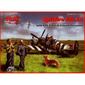 Самолет Spitfire Mk.IX с летчиками RAF и наземного персона