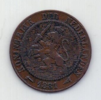2 1/2 цента 1881 Нидерланды XF