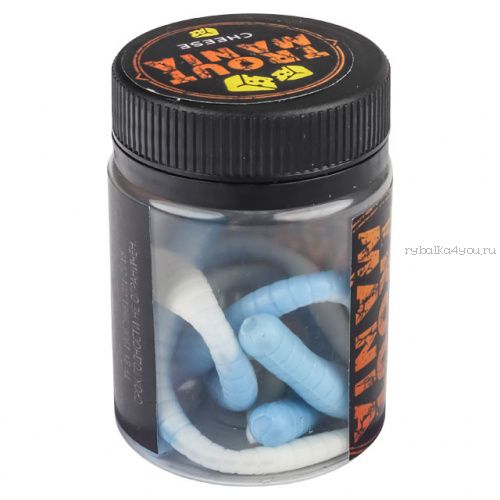 Мягкие приманки Trixbait Trout Mania Fat Worm 3" 75 мм / упаковка 6 шт / цвет: 207 Blue&White (Cheese)