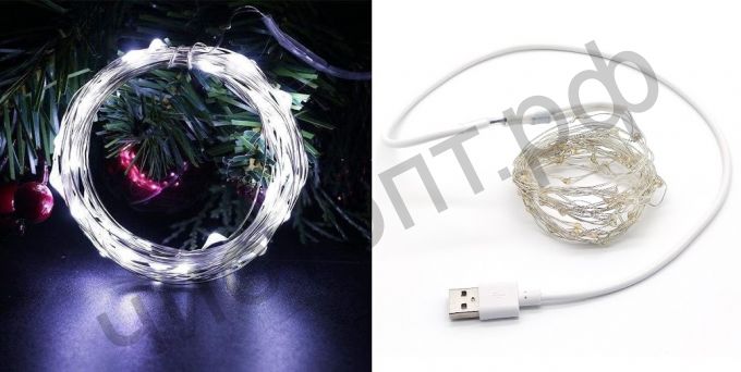 Гирлянда LED OG-LDL08 Белая SMD0508* 50шт 5м (USB) украшение на каждый день