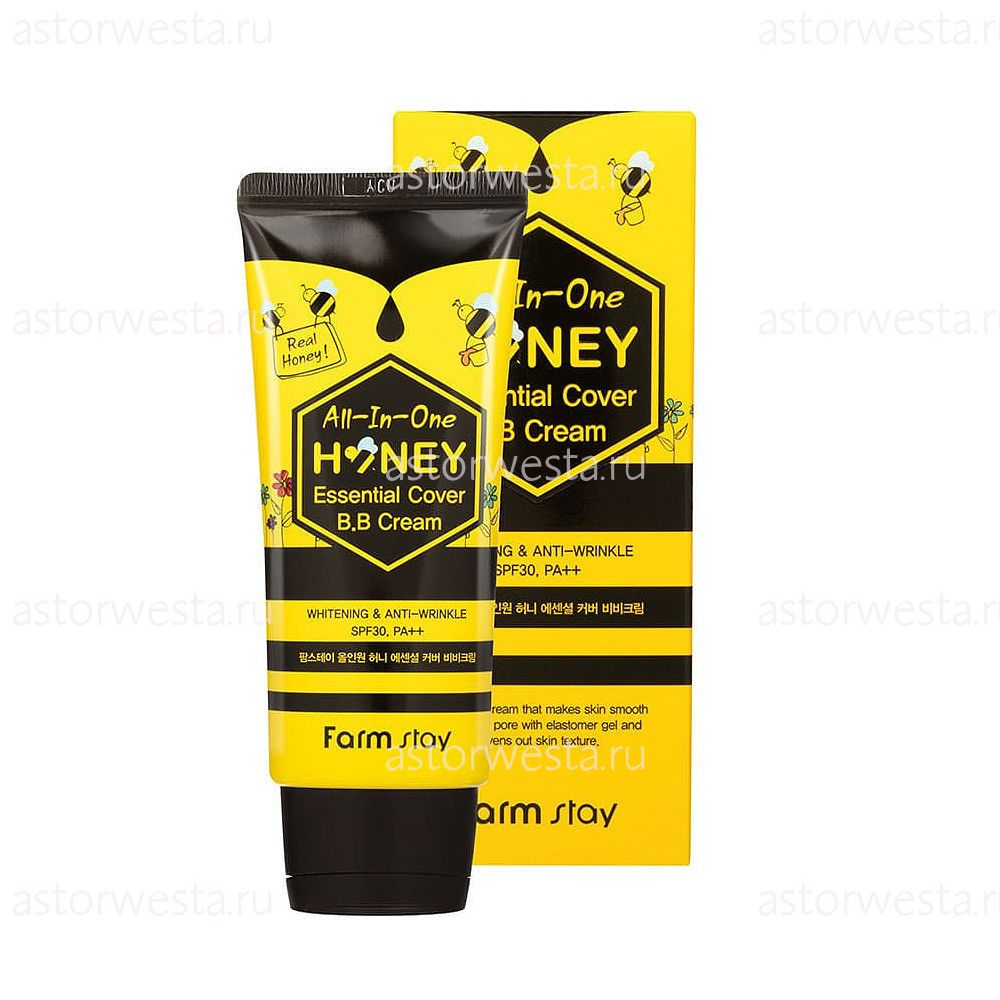 FarmStay All-In-One Honey Essential Cover BB Cream SPF 30/PA++, 50 г ББ-крем с экстрактом мёда (НЕТ В НАЛИЧИИ)