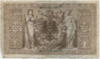 1000 марок 1910 Германия, красный серийный номер