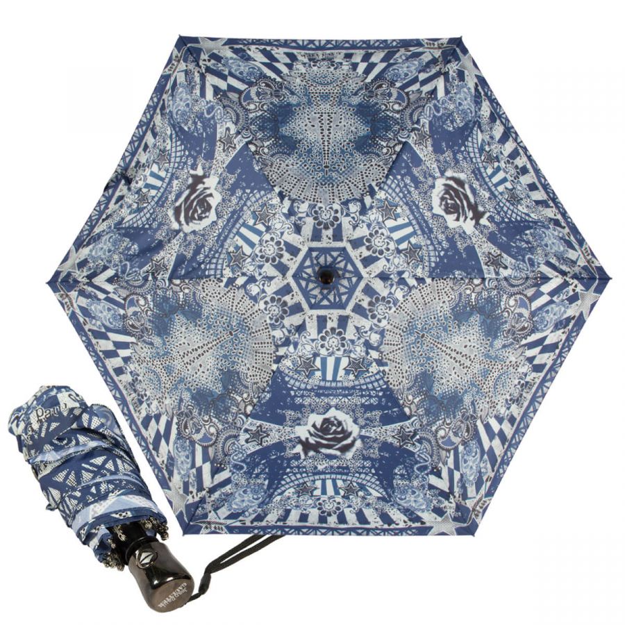 Зонт складной Jean Paul Gaultier 1265-OC mini Tour Eiffel Blu