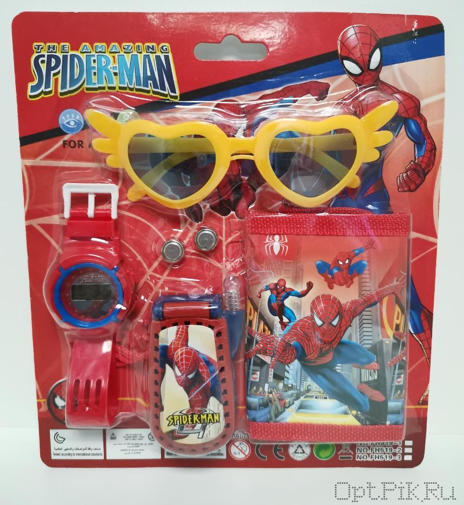 Набор Часы + кошелёк + телефон + очки (Человек паук)