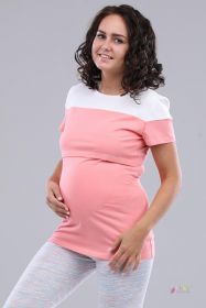 Блузка для беременных и кормящих 1-НМ 48602 коралл/молочный