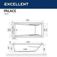 схема ванны Excellent Palace 170x75