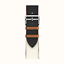 Ремешок Apple Watch Hermès Black/White/Gold Leather Single Tour из кожи (для корпуса 44/45 мм)