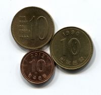 Набор монет Южная Корея 1980-2012 3 шт. НАБ КОР-001