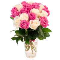 "Малиновый зефир"    Белые и розовые розы 60 см