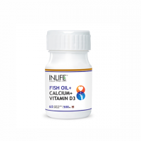 Рыбий жир Омега-3 + Кальций + Витамин D3 в капсулах Инлайф | INLIFE Fish Oil Omega 3, Calcium Vitamin D3 Supplement
