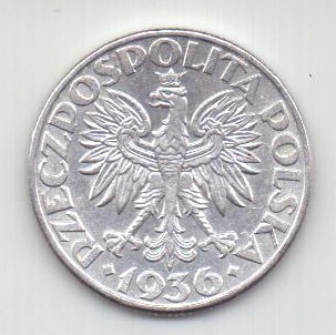 2 злотых 1936 Польша UNC