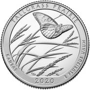 55 ПАРК США - 25 центов 2020 год, Канзас, заповедник Толлграсс-Прери, Бабочка