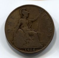 1 пенни 1914 Великобритания