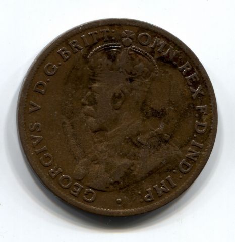 1 пенни 1920 Австралия dot above bottom scroll, редкий год
