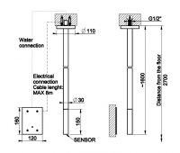 Электронный смеситель для раковины потолочного монтажа Gessi Intreccio 54124 схема 1