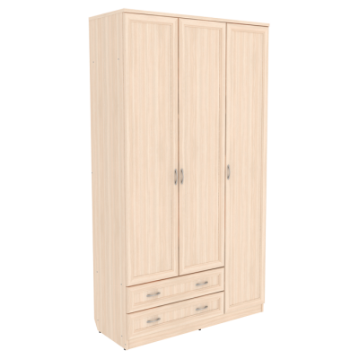 Шкаф для белья со штангой, полками и ящиками арт. 114 (молочный дуб)