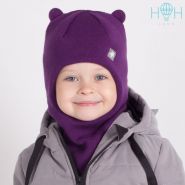 HOH ШЗ20-61091728 Зимняя шапка-шлем с маленькими ушками и нашивкой "маленькая звездочка", фиолетовый