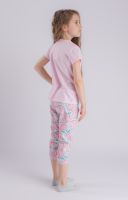 Пижама для девочки розовая с рисунком ленивцев на бриджах