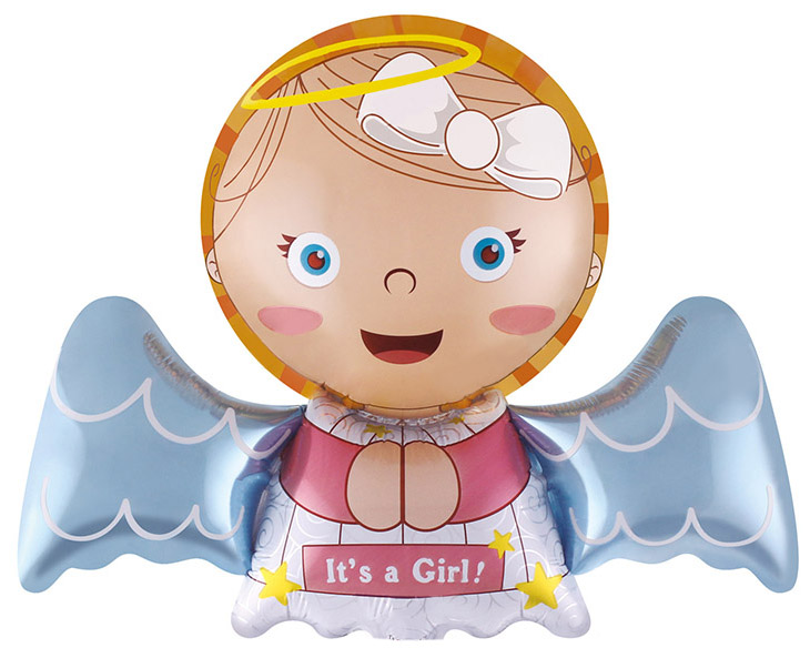Ангелочек Девочка на палочке шар фольгированный с воздухом