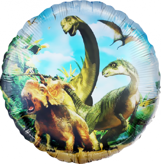 Прогулки с динозаврами поутру круглый шар фольгированный с гелием