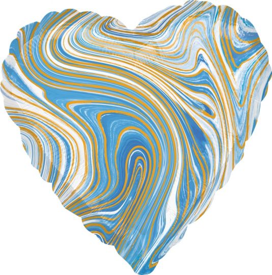 Сердце голубое Золотая Нить шар фольгированный с гелием