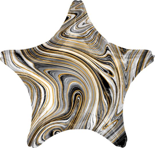 Звезда черная Золотая Нить шар фольгированный с гелием