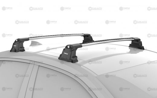 Багажник на крышу Mazda CX-7, Turtle Air 3 Premium, аэродинамические дуги в штатные места (серебристый цвет)