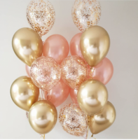 Композиция из гелиевых шаров металлик хромированные золотые и розовое золото