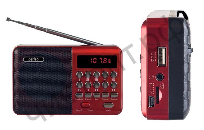 Р/п Perfeo PALM FM+ 87.5-108МГц/ MP3/ питание USB или 18650/ красный (i90-RD)