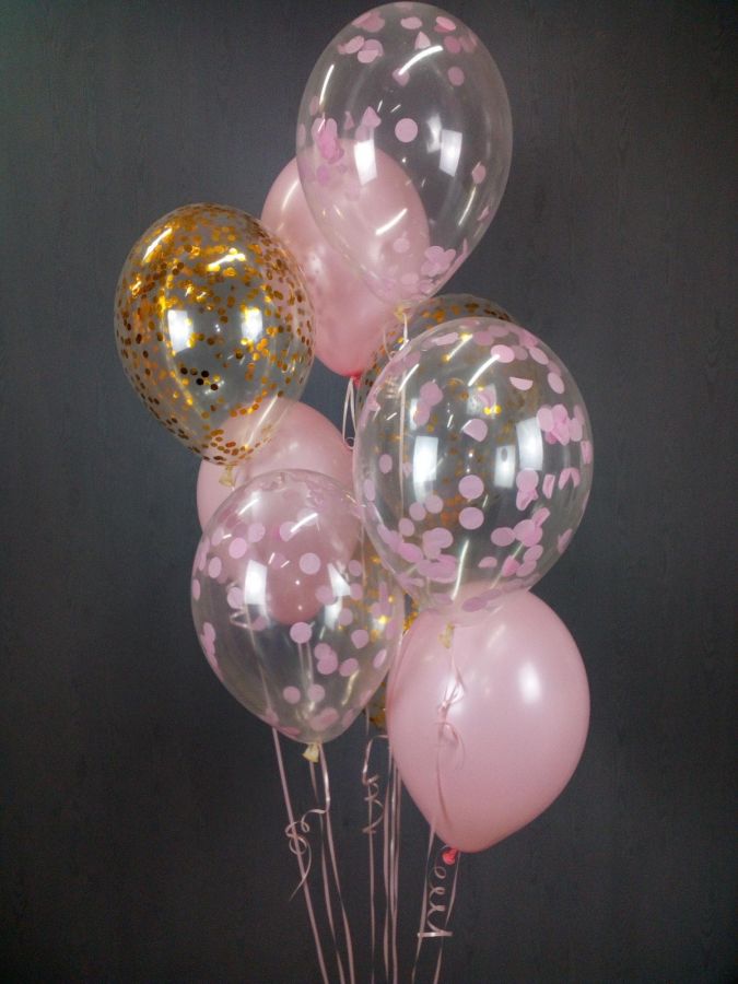 Композиция из шариков с гелием розовое облако