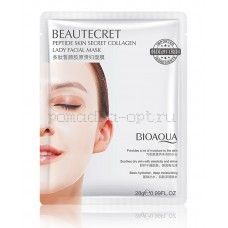 Оригинал BIOAQUA Beautecret Peptide Skin Secret Collagen гидрогелевая маска 28гр.