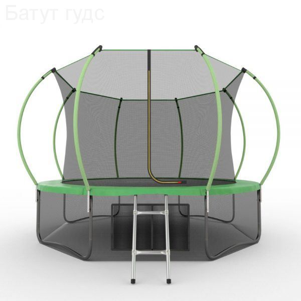 Батут с внутренней сеткой и лестницей Evo Jump Internal 12ft (Green) + нижняя сетка