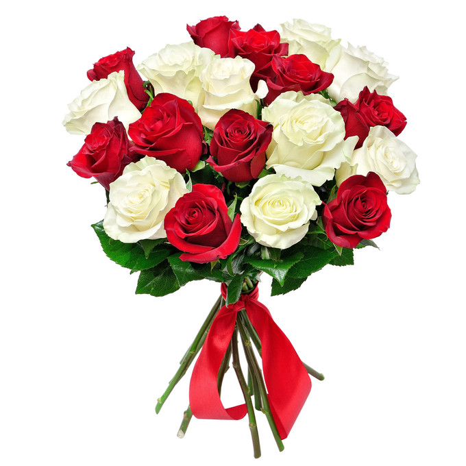 Розы красные и белые 60 см