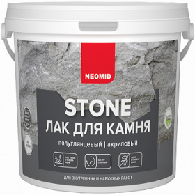 Лак для Камня Neomid Stone 5л с Эффектом «Мокрого Камня» для Внутренних и Наружных Работ / Неомид Стоун