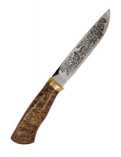 Нож "Мустанг" сталь 95x18 с гравировкой рукоять стабилизированная карельская береза