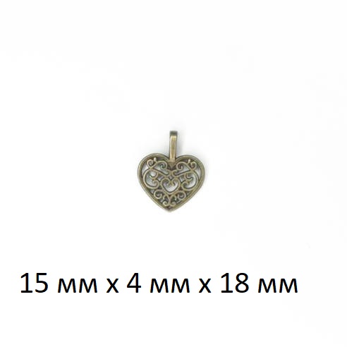 Подвеска (кулон/ шарм) Сердце из металла без покрытия (ШМ20-Сердце)