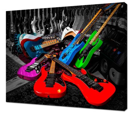 Картина на холсте Цветные гитары